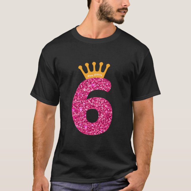 Camiseta Parabéns, 6 de Festas de Aniversário de 6 Anos (Frente)