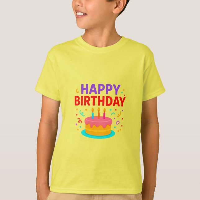 Camiseta Parabéns, Bolo Gráfico (Frente)