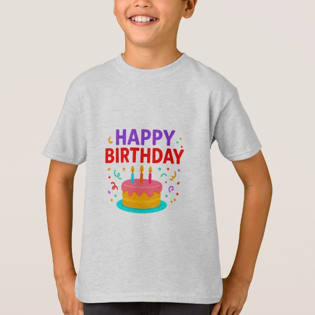 Camiseta Parabéns, Bolo Gráfico (Frente)
