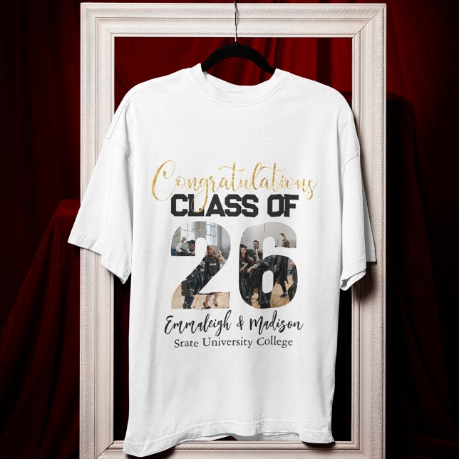 Camiseta Parabéns Classe de Melhores Amigos de Foto 2026 (Criador carregado)