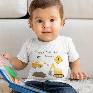 Camiseta Parabéns da Construção - Nome do Menino e Idade