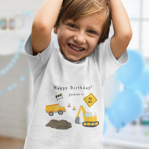 Camiseta Parabéns da Construção - Nome e Idade do Menino