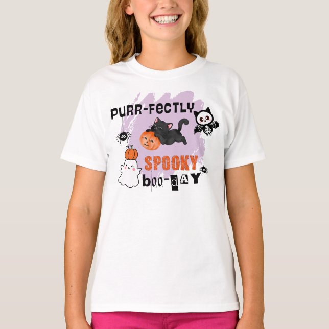 Camiseta Parabéns de Gato de Dia das Bruxas (Frente)
