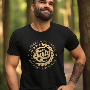 Camiseta Parabéns E Cervejas Sessenta Anos Aniversário Nome