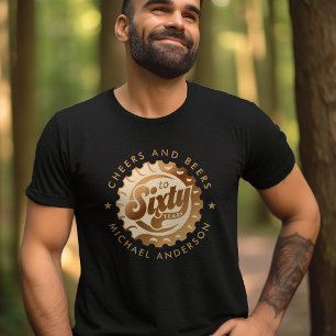 Camiseta Parabéns E Cervejas Sessenta Anos Aniversário Nome