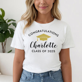 Camiseta Parabéns Graduado Nome 2026 Dourado