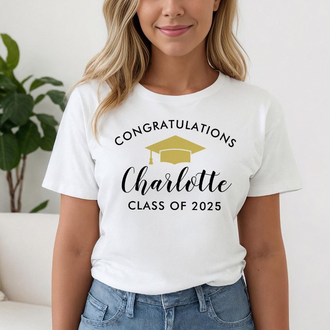 Camiseta Parabéns Graduado Nome 2026 Dourado (Criador carregado)