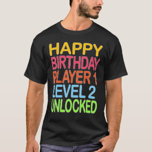 Camiseta Parabéns Jogador 1 Nível 2 Desbloqueado Engraçado