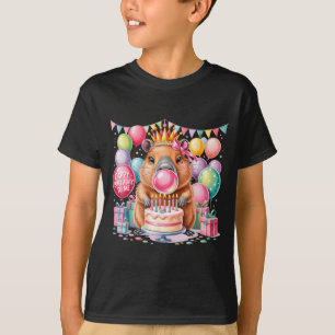 Camiseta Parabéns para meninas de aniversário capivaras fof
