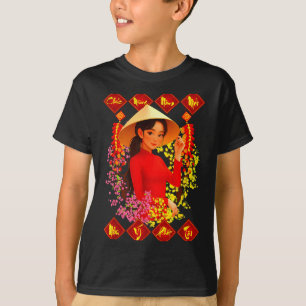 Camiseta Parabéns pelo Ano Novo Tet Binh Ngo 2026 Garota Vi