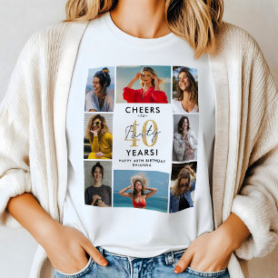 Camiseta Parabéns pelos 40 Anos Colagem de Fotos Aniversári