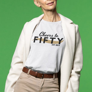 Camiseta Parabéns pelos 50 Anos Tipografia Moderno Aniversá
