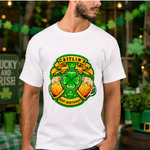 Camiseta Parabéns St Patricks Day Trevo 21º Aniversário