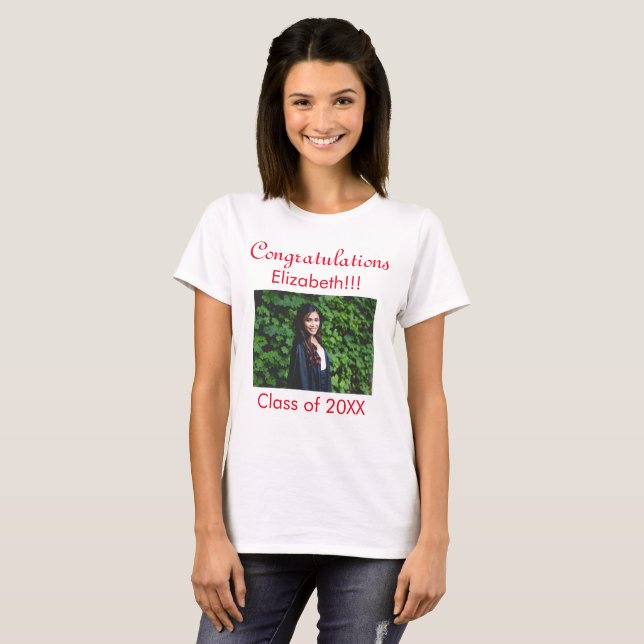 Camiseta Parabéns Sua Foto De Graduação (Frente Completa)