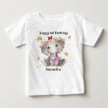 Parabéns T-Shirt, primeiro aniversario Baby Elepha