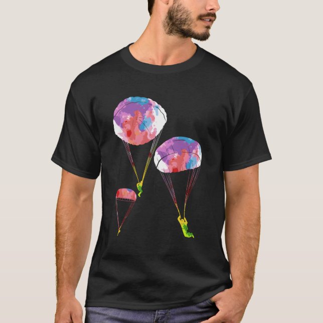 Camiseta Paracadismo de Cores de Arco-íris Paracaidista (Frente)