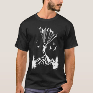 Camiseta Paracaidista Engraçado Pára-quedas Pássaros Montan