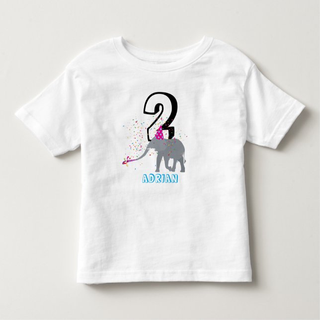 Camiseta Parada de elefante - Menina de Aniversário de Anim (Frente)