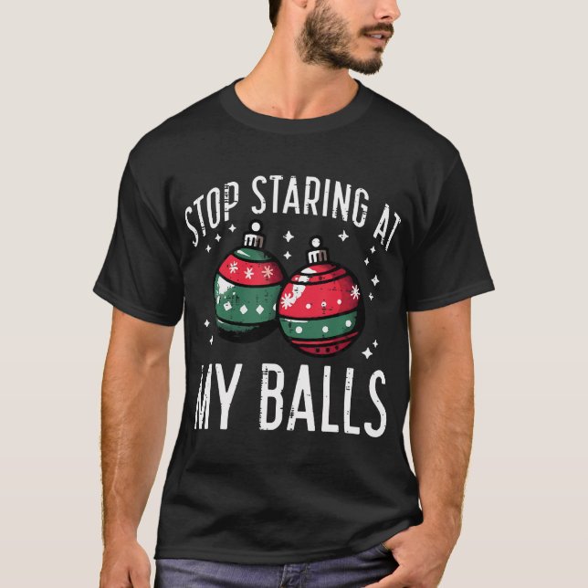 Camiseta Parada De Natal A Encarar As Minhas Bolas Engraçad (Frente)