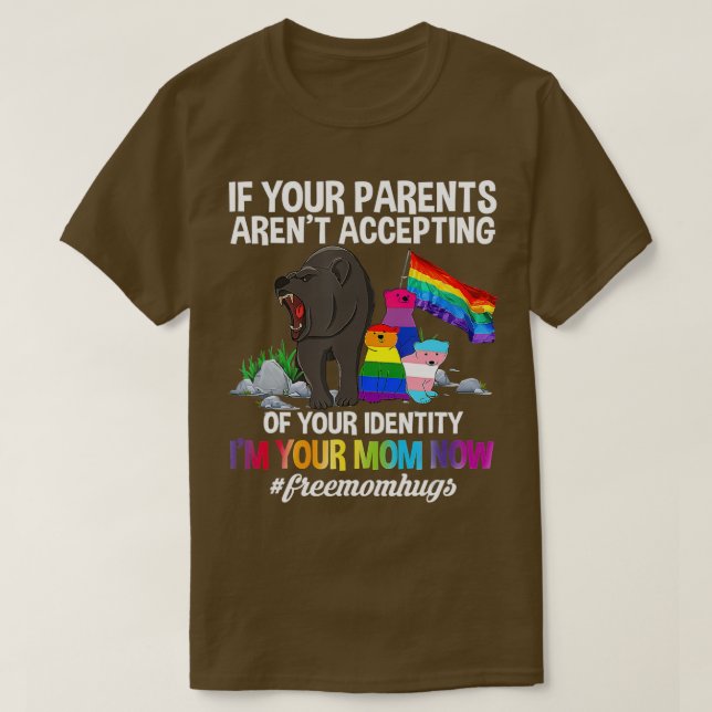 Camiseta Parada do Orgulho LGBTQ Livre Mamãe Abraça Gama Ur (Frente do Design)