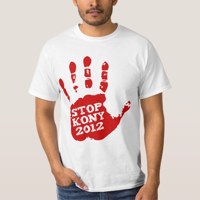 Camiseta Parada Joseph Kony de Handprint do vermelho de (Frente)