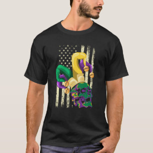 Camiseta Parade Usa Flag Joker Skull Jester Hat Carnival M