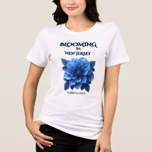 CAMISETA PARADISE BLUE DAHLIA FLORAL MULHERES TRI-BLEND