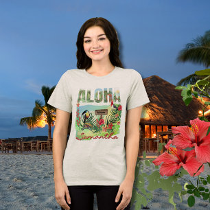 Camiseta Paradise Tropical Aloha Personalizado de Dois Lado