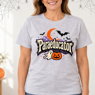 Camiseta Paraeducador Morcegos Fantasmas de Halloween Letra