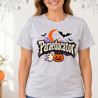 Camiseta Paraeducador Morcegos Fantasmas de Halloween Letra