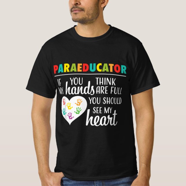 Camiseta Paraeducator Cute Paraprofessional School Teacher  (Frente)