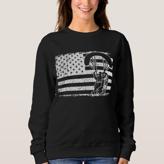 Camiseta Paraglider Skydiver Us Flag Patriotic Paramotor Pi (Frente)