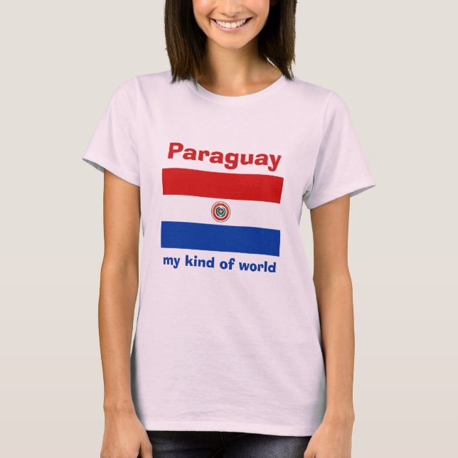 Camiseta Paraguai Bandeira + Mapa + Texto (Frente)