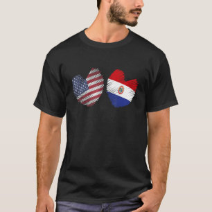 Camiseta Paraguay USA Heart American Flag Paraguayan Flag L
