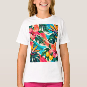Camiseta Paraíso Botânico de Hibisco Tropical Arte