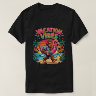 Camiseta Paraíso de Bigfoot na Praia Vibrações de Férias de