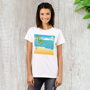 Camiseta Paraíso de Praia Tropical com Palmeiras
