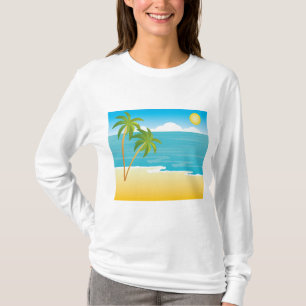 Camiseta Paraíso de Praia Tropical com Palmeiras