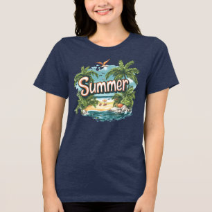 Camiseta Paraíso de Verão Praia Tropical