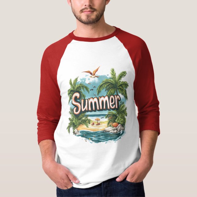 Camiseta Paraíso de Verão Praia Tropical (Frente)