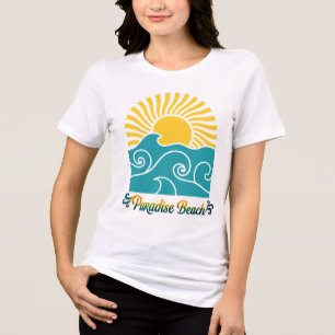 Camiseta Paraíso de Verão Vintage Luz do Sol & Onda do Ocea