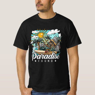 Camiseta Paraíso Encontrado Design de Praia Tropical