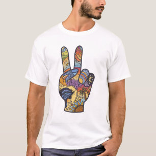 Camiseta Paraíso na Mão Símbolo de Paz Arte Colorida
