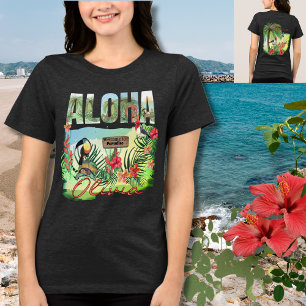 Camiseta Paraíso Tropical Aloha Personalizado de Dois Lados