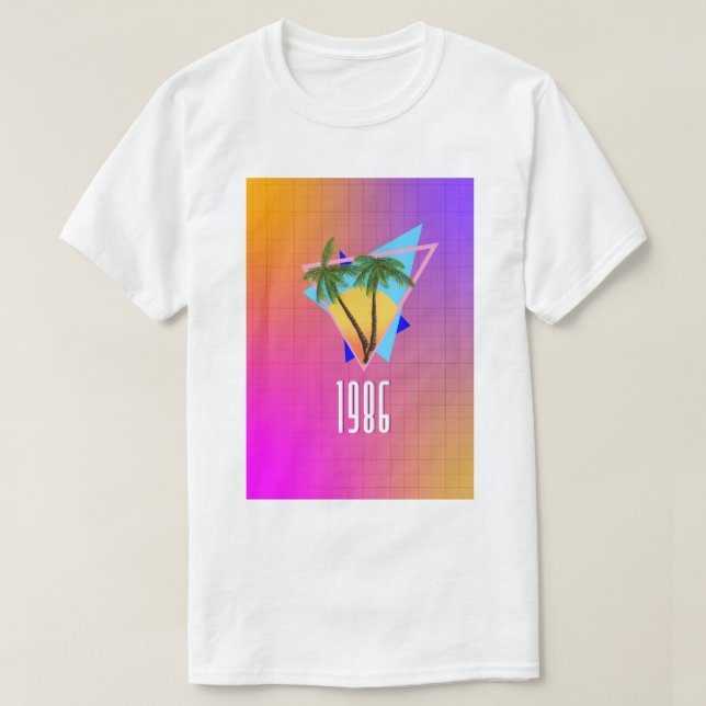 Camiseta paraíso tropical de 1986 (Frente do Design)