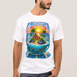 Camiseta Paraíso Tropical em uma Tigela de Vidro