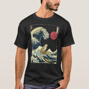 Camiseta Parakeet Bird Kanagawa Wave Surf Engraçado Animal