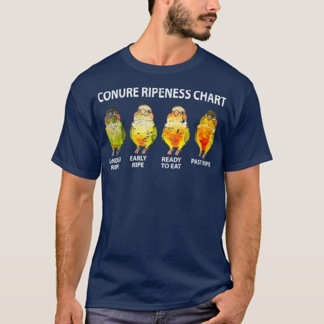 Camiseta Parakeet Conure Ripeness Bird Chart Gift  (2) (Frente)