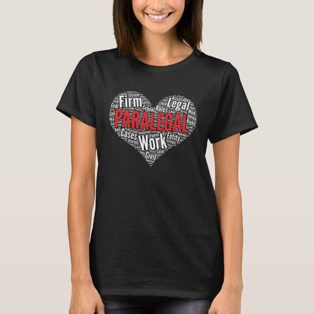 Camiseta Paralegal Heart Shape Word Cloud (Frente)