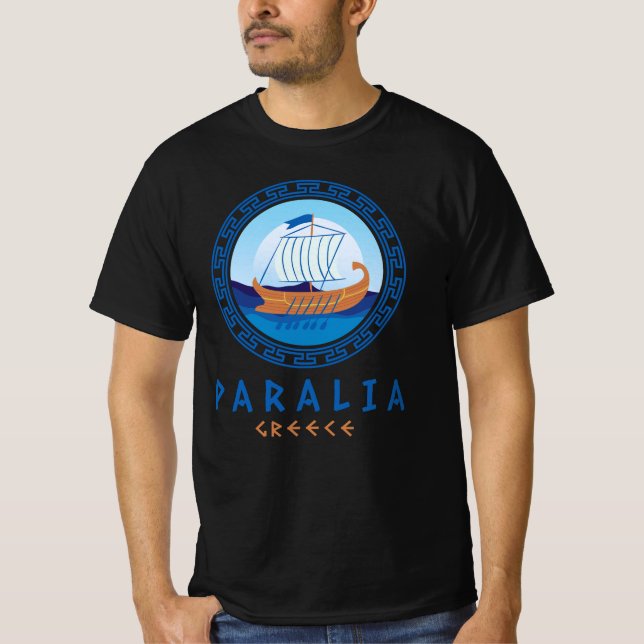 Camiseta Paralia, Design de navio grego Grécia (Frente)